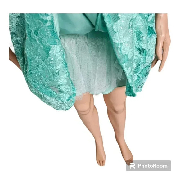 B.Smart Size 5 Mint Green Lace Overllay Fit Short Formal Evening Prom Dress - Picture 8 of 16